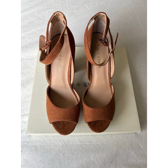 Sun + Stone Whiskey Reeta Block-Heel Platform Sandals - 7 - Whiskey - Picture 5 of 5